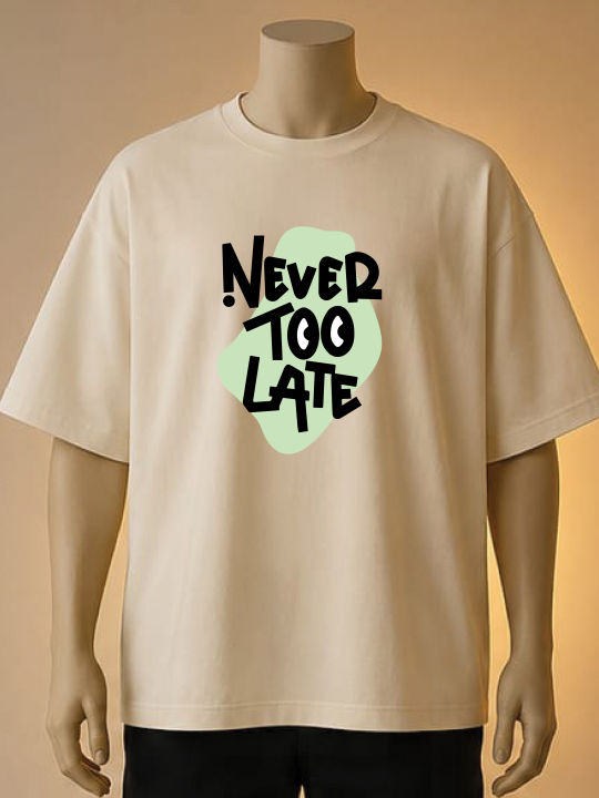 "Never%20Too%20Late"%20Oversized%20Graphic%20Print%20T-Shirt%20%20%E2%80%93%20Cream,%20Maroon,%20White%20-%20Image%202