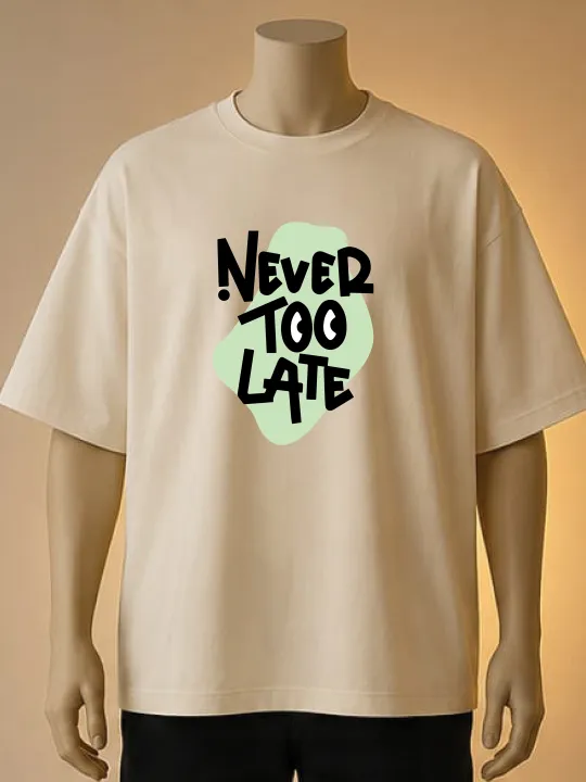 "Never%20Too%20Late"%20Oversized%20Graphic%20Print%20T-Shirt%20%20%E2%80%93%20Cream,%20Maroon,%20White%20-%20Image%202