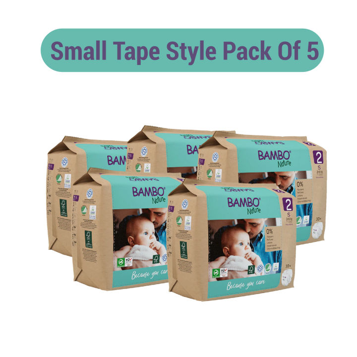 Bambo Nature Diapers size 2(S30 - Tape Style) Pack Of 5
