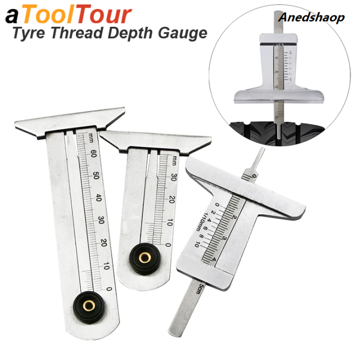 Depthometer Anedshaop Tire Depth Meter Gauge Tyre Thread Caliper Checker Ruler Gage ...