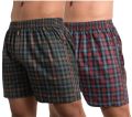 ONE HORN - RED-GREEN CHECKMATE COMBO Printed Boxer Shorts (PACK OF 2). 
