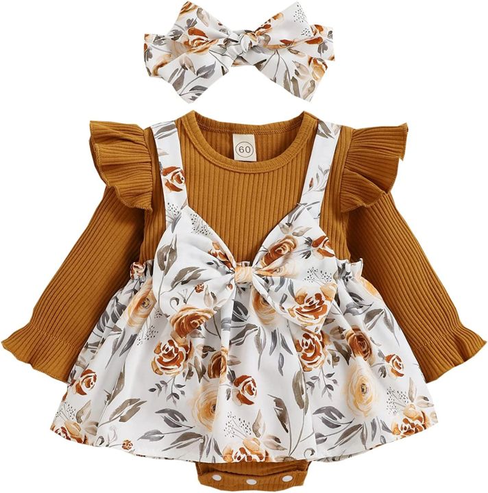 Newborn%20Baby%20Girls%20Summer%20Clothes%20Sets%20Ruffle%20Sleeve%20Top%20T-Shirt%20Floral%20Suspender%20Shorts%20Headband%20-%20Image%203