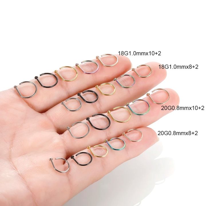 HOT%201PC%20ASTM%20F136%20Titanium%20Nose%20Piercing%2018G%2020G%20D%20Shaped%20Tragus%20Helix%20Nariz%20Stud%20Earring%20Hoop%20Septum%20Ring%20Nostril%20Body%20Jewelry%20-%20Image%204