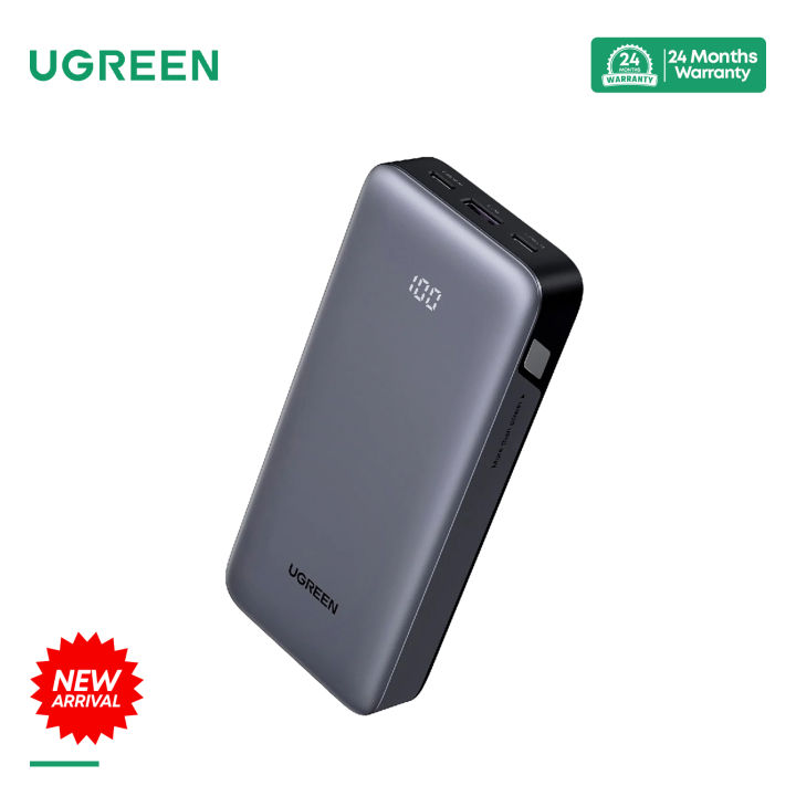 UGREEN Power Bank 20000mAh 30W with 3 Ports (2*USB-C & USB-A) Portable Battery, Digital Display, Fast Charging Portable Charger with Cable for iPhone 16 Series, Galaxy S25U/S25/S24, iPad, AirPods,447g