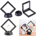 Square 3D Floating Jewelry Display Frame Holder Box Case w/ Stand Mystic. 