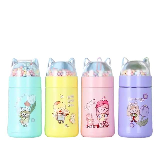Cute Girl Design Glass Water Bottle