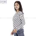 Attire Nepal Polka Dot Full Sleeves White Tops (FT-26). 