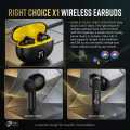 Right Choice RC X1 Wireless Earbuds | 10-12Hrs Playtime | Quick Pairing| Water Resistant | Quality Voice Wireless Earbuds. 