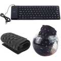 Foldable Flexible USB Wired Silicone Water-resistant Washable Keyboard. 