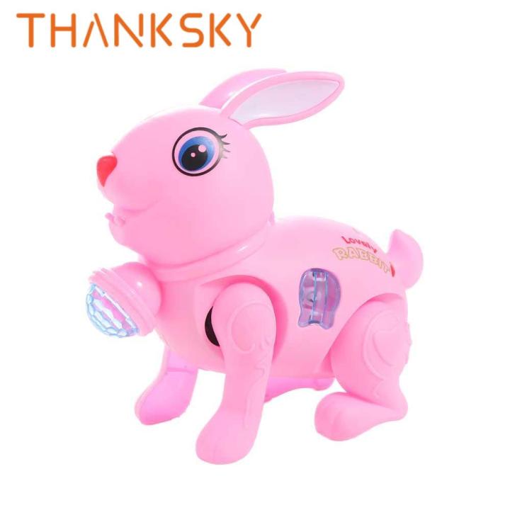 Cartoon Little Rabbit Electronic Walking Rabbit Toy Traction Rope Music ...