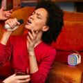 Integrated Bluetooth Audio Mini Karaoke Machine with /2 Wireless Microphones K12 Portable Bluetooth Speaker RGB Light Fun Toys Karaoke Microphone Family Singing. 