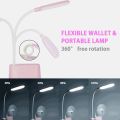 LED Desk Lamp with Pen Holder & Phone Stand, Desk Light, Pink. 