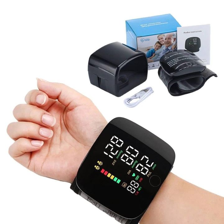 Digital LCD Display Wrist Automatic BP Machine Heart Rate Pulse Blood ...