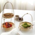 FORIDE 2X Bamboo Weaving Straw Baskets Tier Rack Wicker Fruit Bread Food Storage Kitchen Decorate Round Plate Stand. 