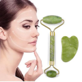 2Pcs Set Jade Roller And Gua Sha Natural Stone Beauty Tools , Body , Neck & Face Massage Tool. 