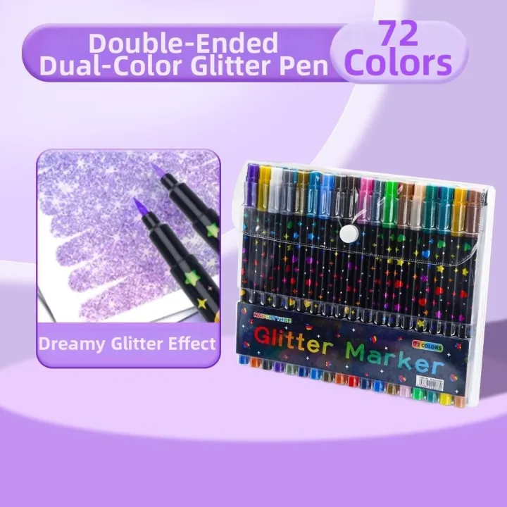 New%2024/48/72/96%20Colors%20Double-Ended%20Glitter%20Pens%20Colorful%20Quickly%20Dry%20Acrylic%20Marker%20Pen%20Soft%20Tip%20Glue-Like%20Ink%20Fluorescent%20Pen%20Drawing%20Painting%20-%20Image%209