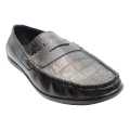 Black None Lace Loafer Crocodile pattern Formal Leather Shoes For Boys. 