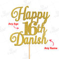 Divora PERSONALISED Custom Happy 16th Birthday Cake Topper For Party Celebration, Boy or Girl Birthday Toppers Cake Decoration with ANY AGE 18th, 21st, 24th. 