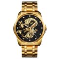 Waterproof Quartz Stainless Steel Dragon Watch For Men. 