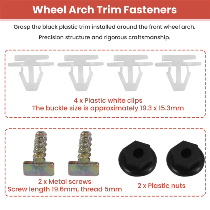 8pc%20Front%20Wheel%20Arch%20Trim%20Clips%20Plastic%20Metal%20Screw%20Nut%20Set%20For%20Corsa%20C%20-%20Image%203
