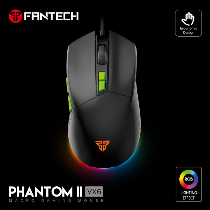 Fantech Phantom Ii Vx6 Macro Gaming Mouse-Neon Black