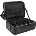 Cosmetic Bag, Portable Travel Makeup Case, Large Professional Makeup Brush Makeup Supplies Storage Box, Black. 