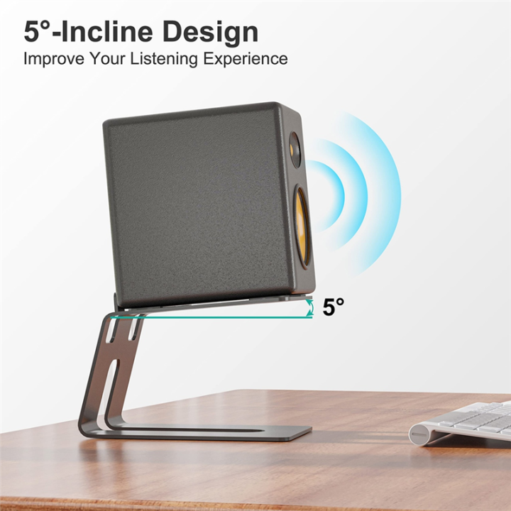 (GREH)%20Desktop%20Speaker%20Stands,%202%20Pair,%20Studio%20Monitor%20Riser%20with%20Vibration%20Dampening%20Pad%20and%205%C2%B0%20Tilt%20Design%20Improve%20-%20Image%205