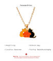 【Essential Good Item】New Cartoon Oil Dropping Cat Necklace Fashion Metal Long Necklace Clavicle Chain for Men and Women. 