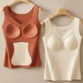 Comfortable Slim Fit Seamless Thermal Vest Pullover with Fix Pads Camisoles Top Antistatic Intimates Bottoming Shirt Women Exothermic Padding. 