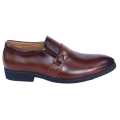Chocolate Leather None Lace Side Clip On  Black Horse  Formal Shoes For Men. 