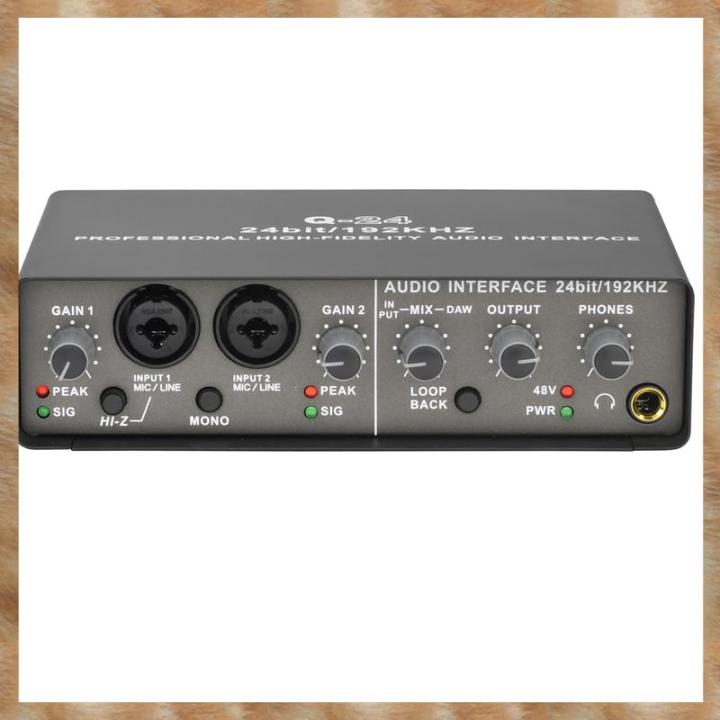 Professional 24Bit 192KHz Audio Interface 2 Input Sound Card for Electric Guitar Loopback External Studio PC Recording Easy Install Easy to Use
