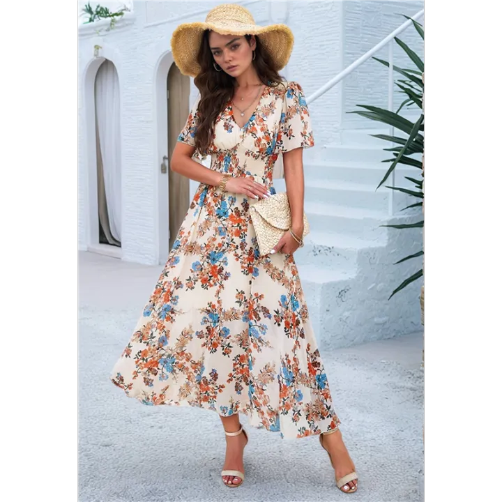 Women'S%20Summer%20Wrap%20Maxi%20Dress%20Floral%20V%20Neck%20Short%20Sleeve%20Wedding%20Guest%20Party%20Casual%20Dress%20-%20Image%204