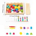 Educational Toys Geometric Color Shape Cognition Toys Interactive Montessori Stacks Blocks Puzzle Game Challenges DIY Wooden Beads Sequencing Toy Parent Child. 