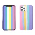 Apple iPhone 11 Pro Max Back cover Liquid Rainbow Silicone Case with Apple Logo Multicolor (Blue / Rainbow / Candy) - Color may Vary. 