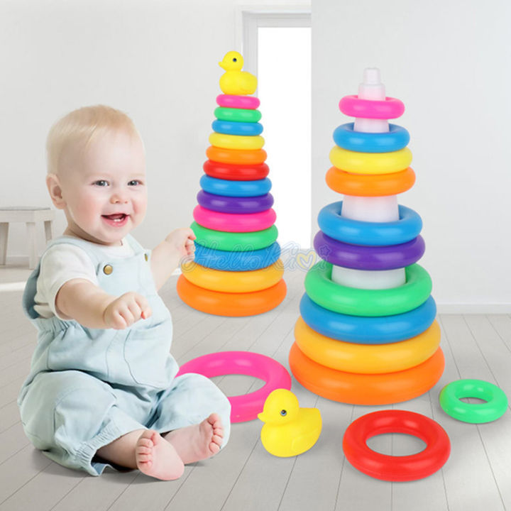 13 Color Rings Tower Baby, Colorful Rainbow Tower, Children Stacking Ring