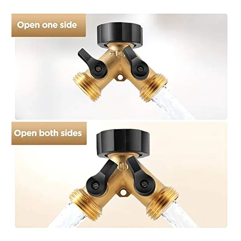 Brass Garden Hose Splitter, 3/4" Hose Splitter 2 Way Heavy Duty With