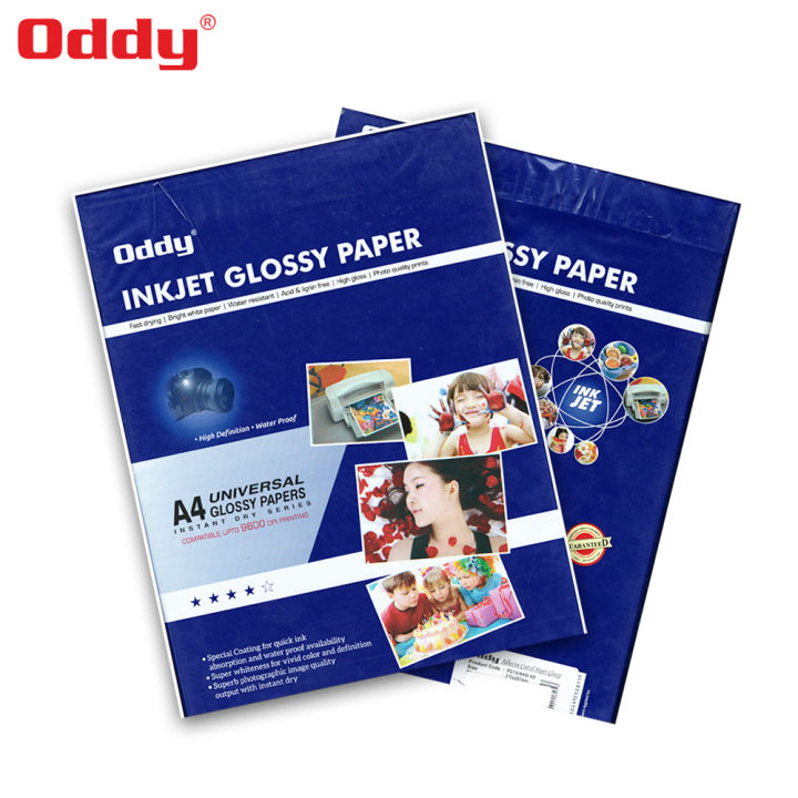 Oddy A4 Glossy Sticker Paper A4 130 gsm Pack of 50 sheets Water