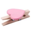 Love Heart Shape Wooden Clips Message Photo Holder Album Card Paper Pegs Decor Photography - Pink 40 Pcs. 