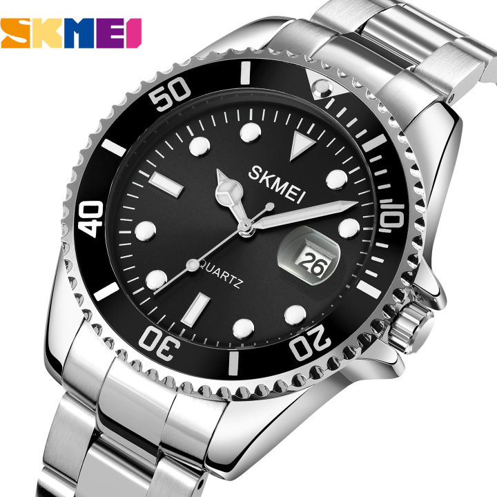 SKMEI 1779 Rolex Design Luminous Display Luxury stainless steel Watch For Men - Black/Silver