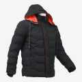 Black Polyester Full Sleeve Front Pocket Design Puffer Jacket For Men. 