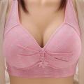 Bra buckle comfort bra Midoonsei pleated push-ups ultra-thin, middle-aged and elderly underwear, three-row ladies. 