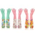 3 Pair Household Latex Cleaning Gloves Apron, Dish Washing Gardening Laundry Kitchen Rubber Long Gloves Without Fluff Inside Single. 