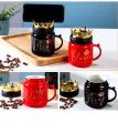 King Queen Crown Design Ceramic Mug With Crown Lid, Coffee Cup Gift For Valentines. 