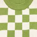 Light Greeen/White Color Woolen Full Sleeves Checked Printed Sweater For Girl. 