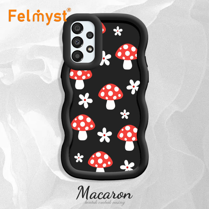 FELMYST%20for%20Samsung%20A33%205G%20Back%20Cover%20Big%20Wave%20Edge%20Soft%20Silicone%20Full%20Screen%20Red%20Mushrooms%20Pattern%20Macaron%20Phone%20Case%20-%20Image%202