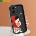 UCUC for Realme C33 Back Cover Red Headscarf Girl Soft Silicone Square Ladder Phone Case. 