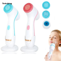 Sutuiying 3 in 1 Electric Facial Cleansing Brush Silicone Rotating Face Hot Selling cleanser Brush Deep Cleaning brush Waterproof Facial Massager. 