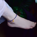 【New arrival】Natural lapis lazulestone anklet female temperament soft simple cute with beeswax south red pearl 14k bag gold chain. 