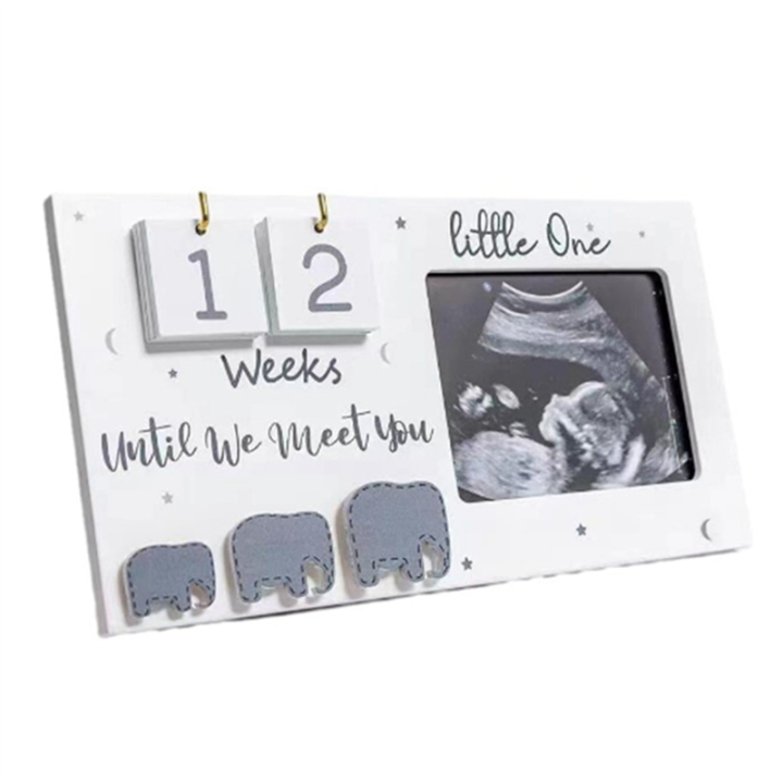 1 PCS Baby First Scan Photo Frames Pregnancy Announcement Gifts Picture Pregnant White Wood Baby Sonogram Picture Frame Countdown Weeks