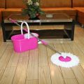 Easy Magic Floor Cleaning Spin Bucket Mop With Dual Microfiber Mop - Pink. 